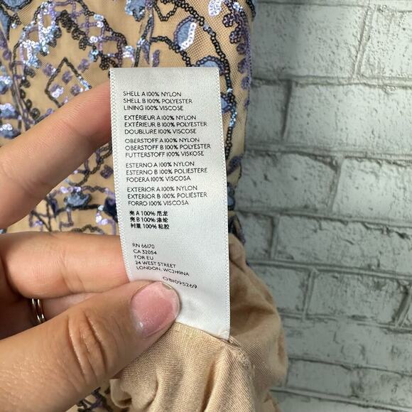 Free People Dress Show Mini Sequin Party Bodycon Lilac Blue Navy Nude 8 - Picture 7 of 8